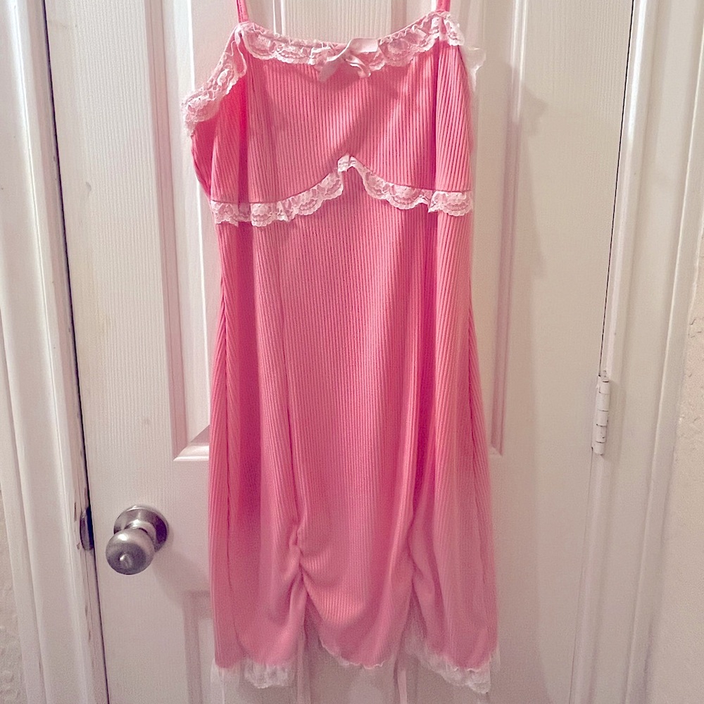 Pink Dress with White Frill